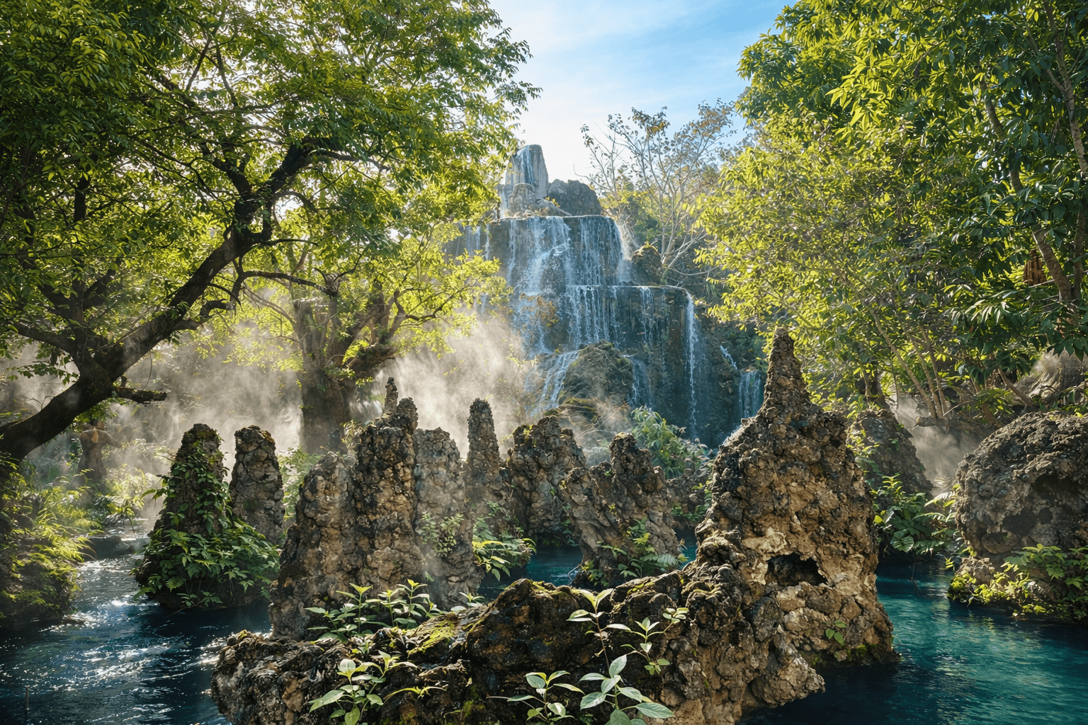 Sticky Waterfall, Wat Ban Den & The Angel Land Full-Day Join Tour